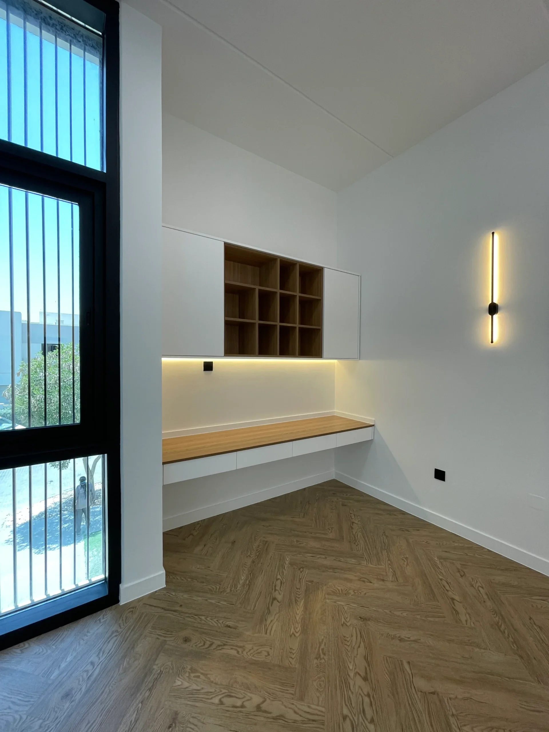 beautiful designed study spaces and storage units
