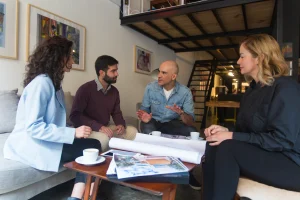 interior designer presenting renovation project